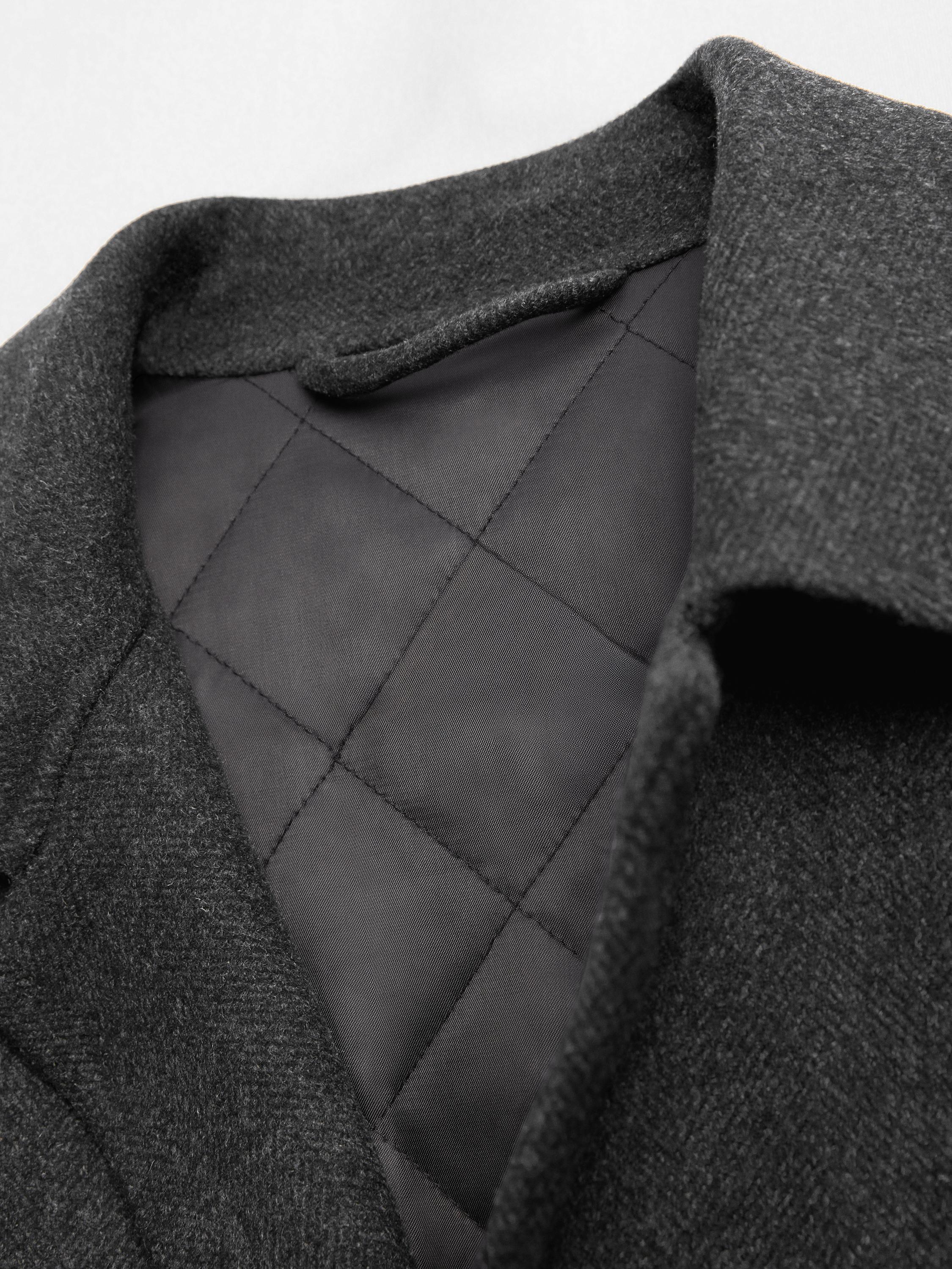 Short wool blend jacket with padded lining